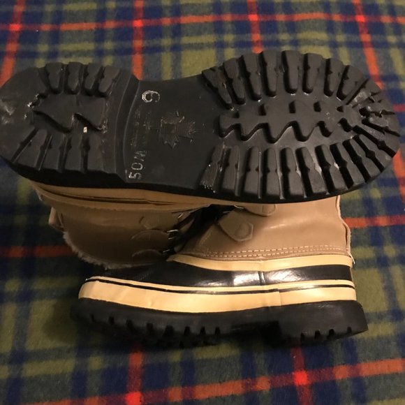 Women's Sorel Caribou Snow Boots Size 6, Made in Canada, Blue/Brown - Picture 2 of 4